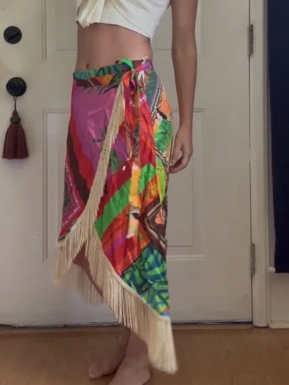 Farm Rio Fringe Wrap Skirt - Picture 2 of 9